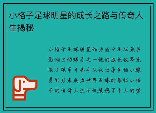 小格子足球明星的成长之路与传奇人生揭秘